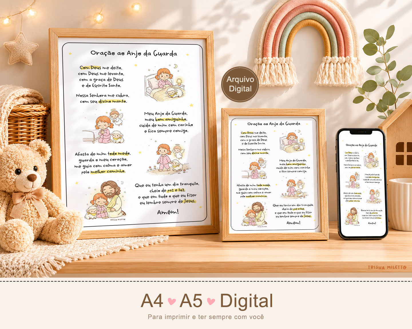 Oração ao Anjo da Guarda Infantil Ilustrada | Arquivo Digital