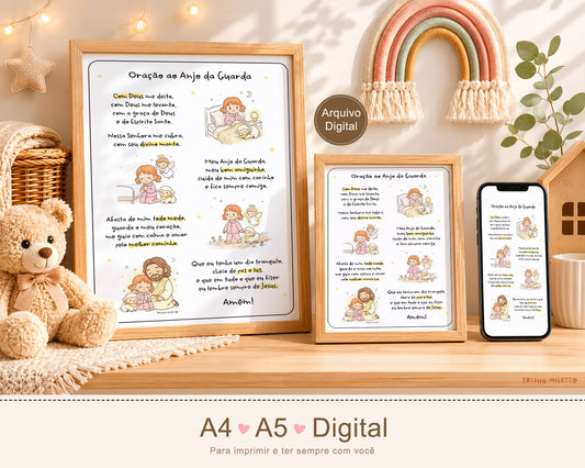 Oração ao Anjo da Guarda Infantil Ilustrada | Arquivo Digital