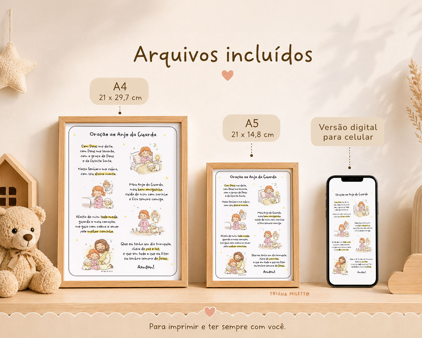 Oração ao Anjo da Guarda Infantil Ilustrada | Arquivo Digital